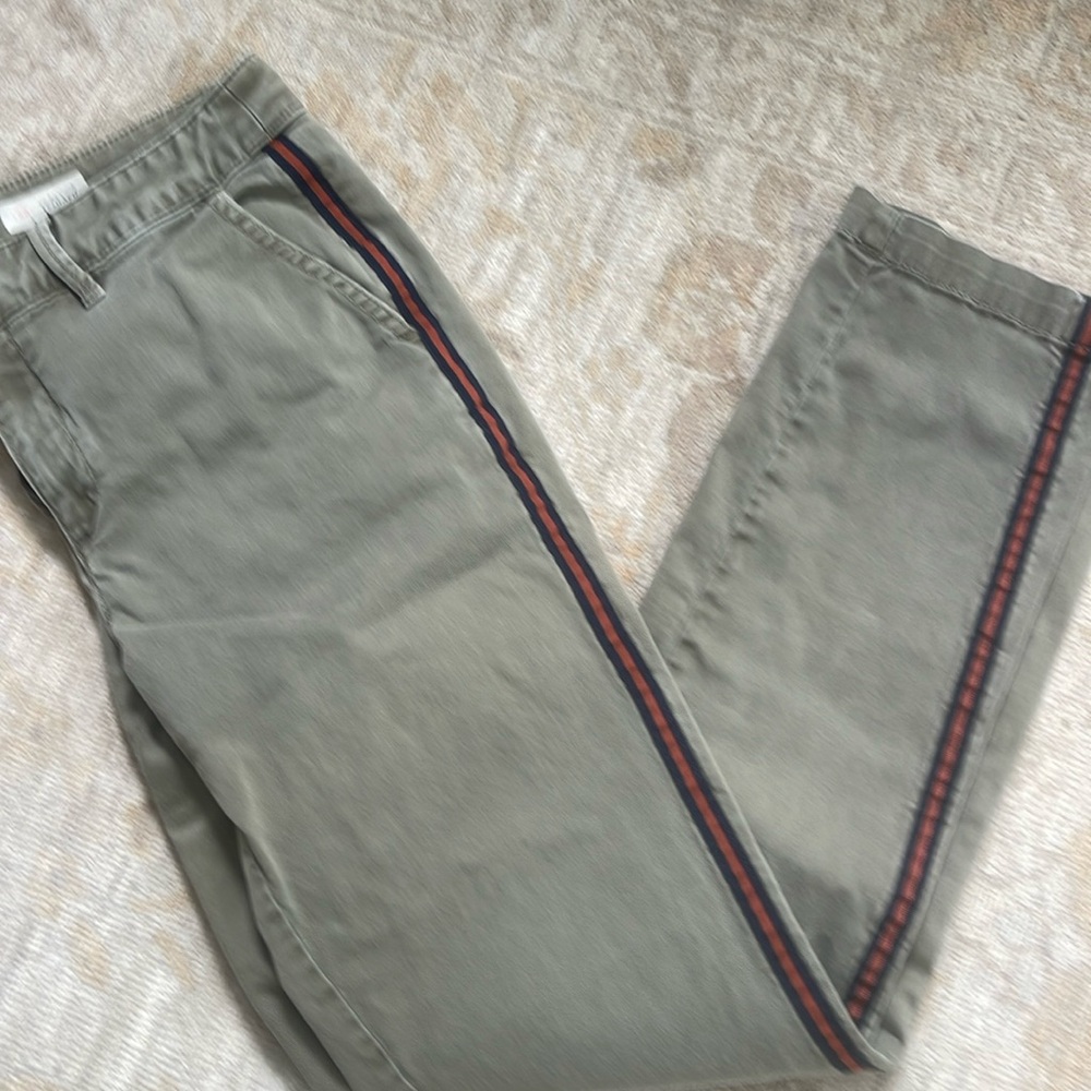 Anthropologie size 28 relaxed chino light green with sides stripe.
